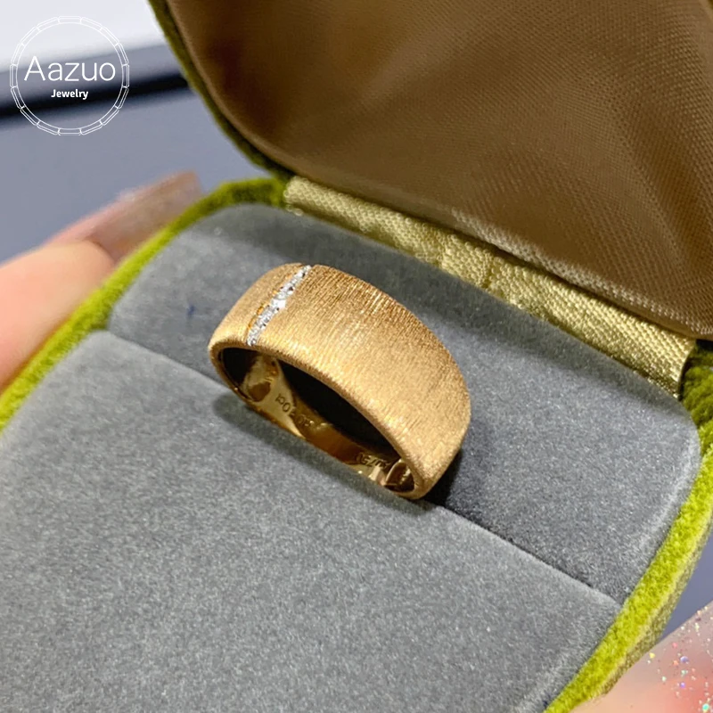 Aazuo Fine Jewelry 18K Yellow Gold Real Diamonds 0.10ct Fairy Vintage Ring Gift For Woman Deluxe Banquet Fashion Jewelry Au750