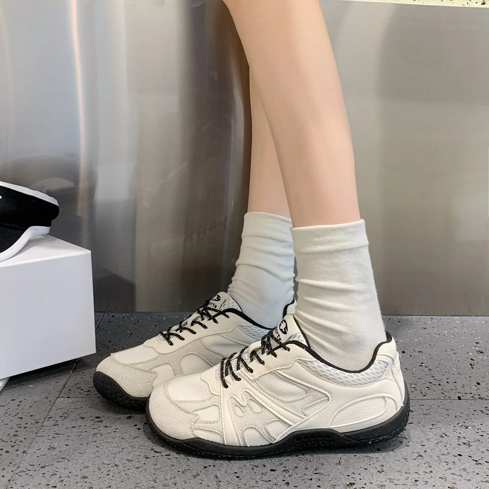 Retro Patchwork Sneakers Women Soft Lace Up Walking Shoes Casual Outdoor Trainers Multi Color Ladies Comfort Daily Wear Footwear view 5