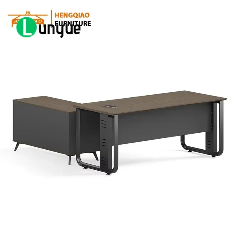 L Shaped Executive Desk and Chair Set Modern Luxury CEO Office Furniture Large Study Table Workstation for Home Business