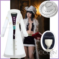 Anime Nico Robin Cosplay Sexy Costume Wig Dress Lolita Coat White Cape Windbreaker Hat Woman Halloween Christmas Suit Customized