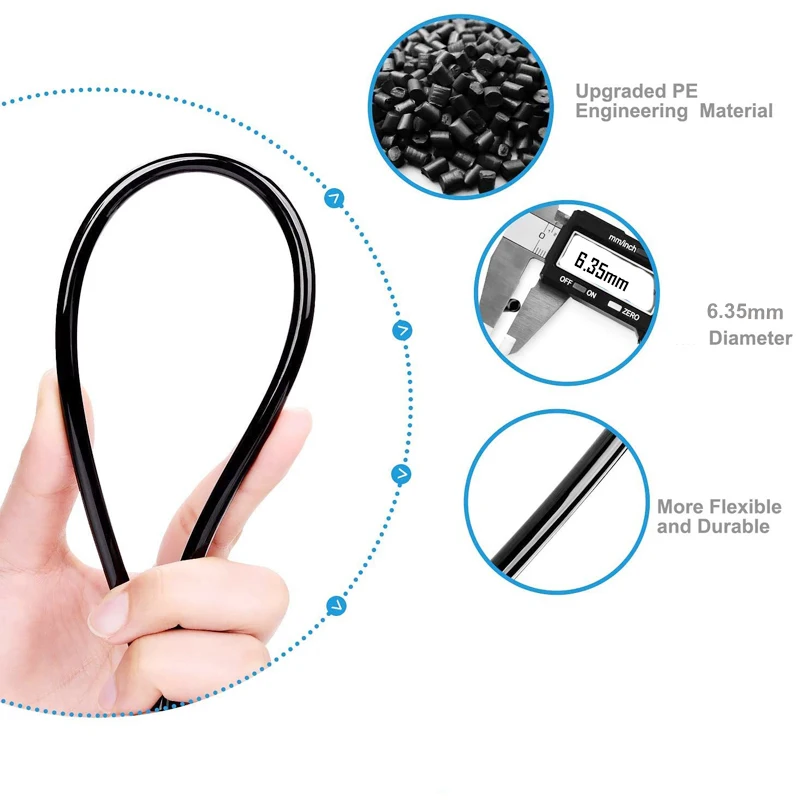 5M  PE  Plastic Tube water hose diameter 6mm for Low Pressure Mist Spray System Black or White color for Misting Cooling System