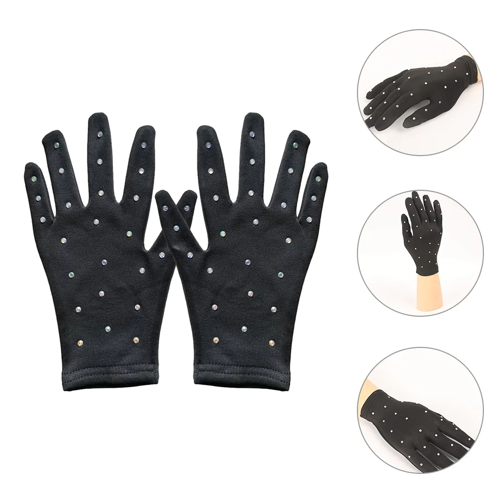 Skating Gloves Mittens Girl Decorative Stage Figure-skating Party Hot Drill Child