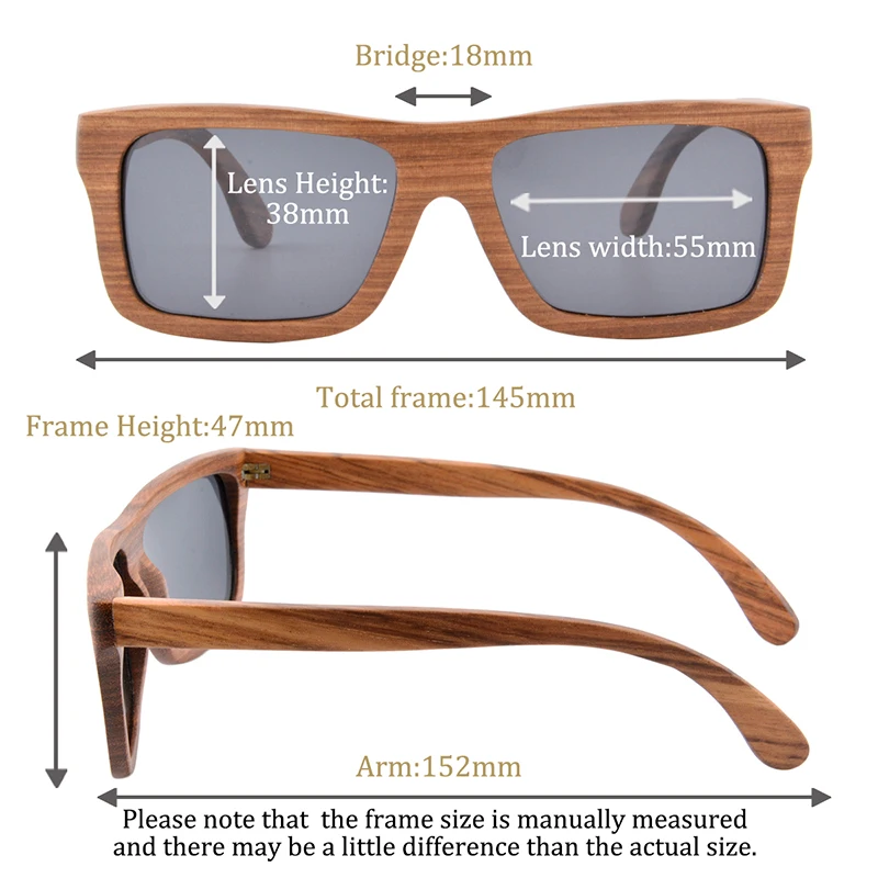 polarized sunglasses men handmade wood vintage square sunglasses y2k spring hinge glasses nature pear wood 6010