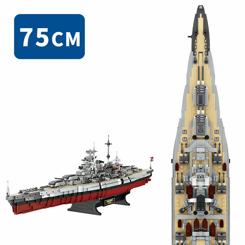 FC4201 2081PCS Bismarck Battleship WW2 Army Military Building Blocks Bricks Soldiers Weapon Children's Toys Christmas Gift