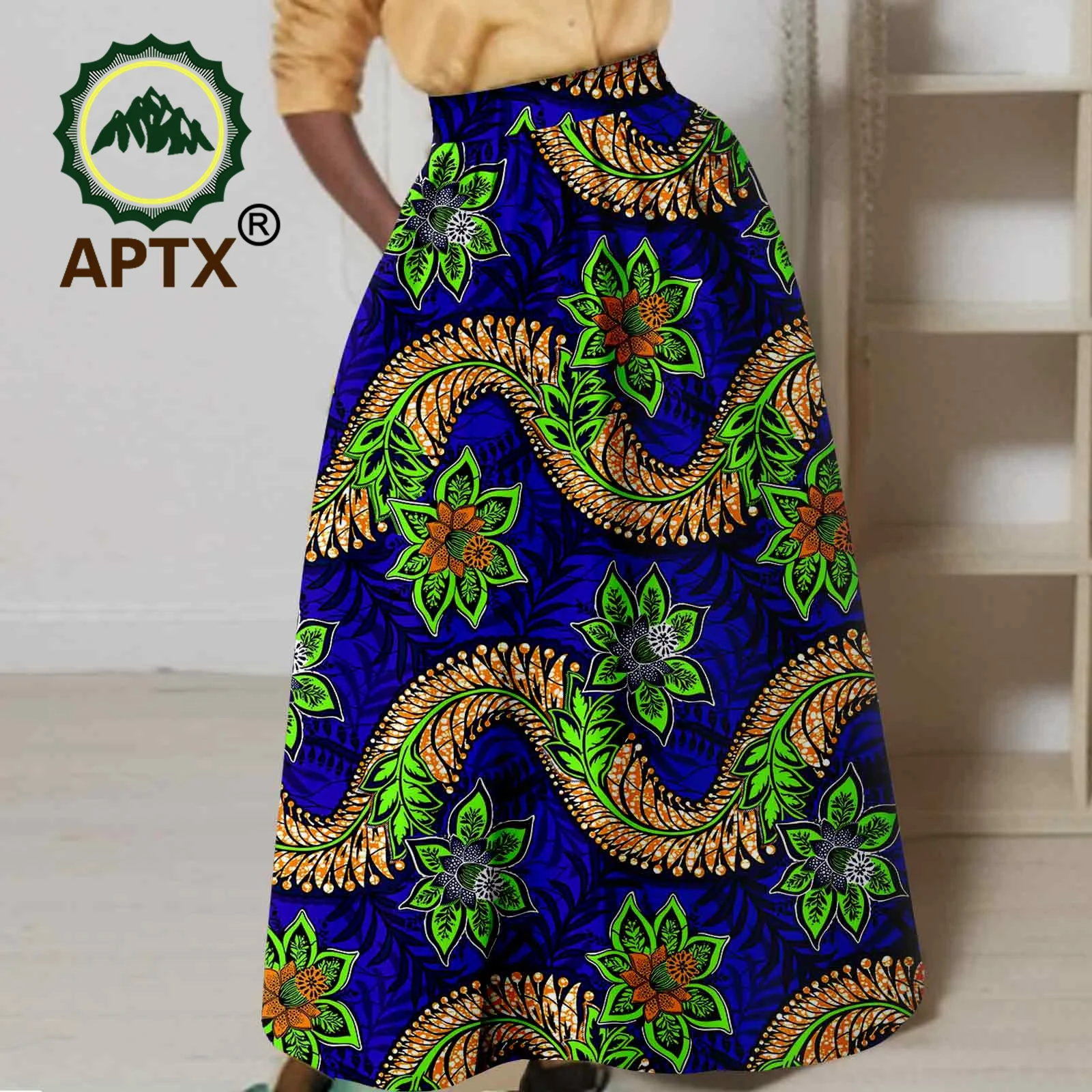 African Women\'s Summer Fashion Long Skirt Ankara Print High Waist Ankle Length Loose Skirts with Pockets Dashiki Casual