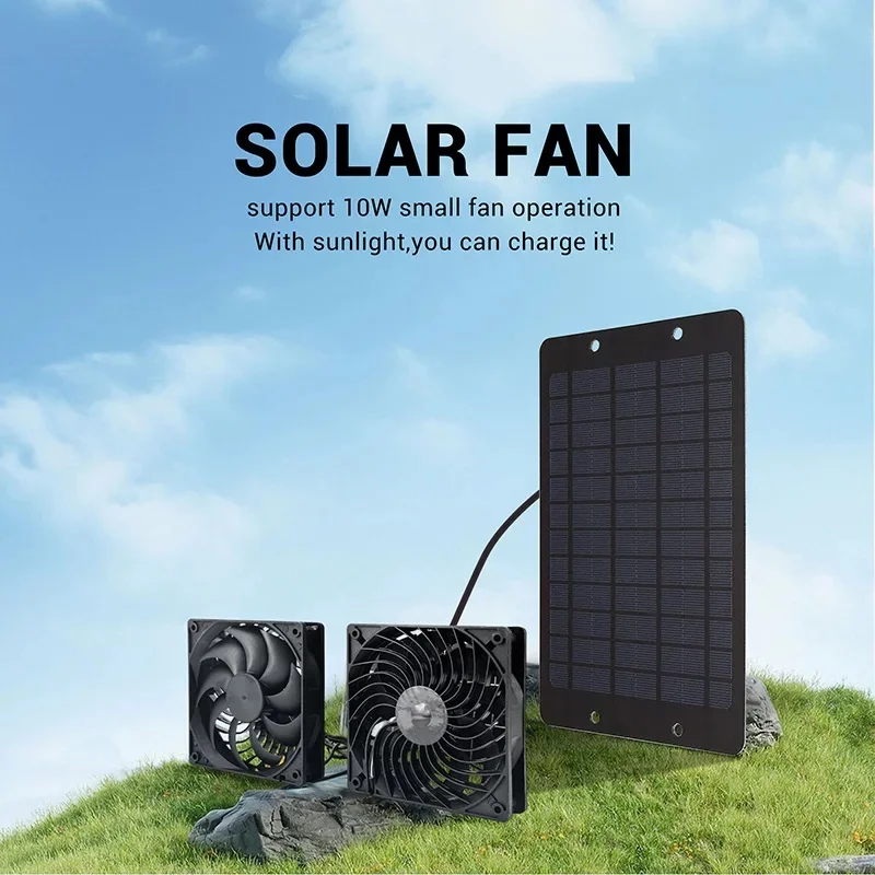 

6V16W Solar Powered Fan Exhaust Fan Waterproof Dual Exhaust Fan Air Extractor For Camping Greenhouse Kitchen Animal House