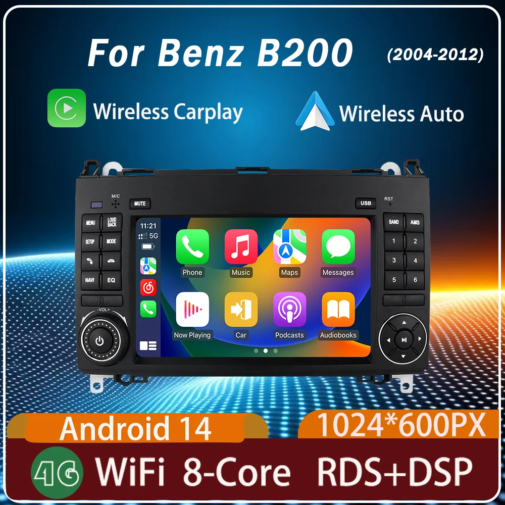 Para benz b200 (2004-2012-7 polegadas) android14 carplay gps 128g rádio do carro, áudio do carro, sistema inteligente, reprodutor multimídia