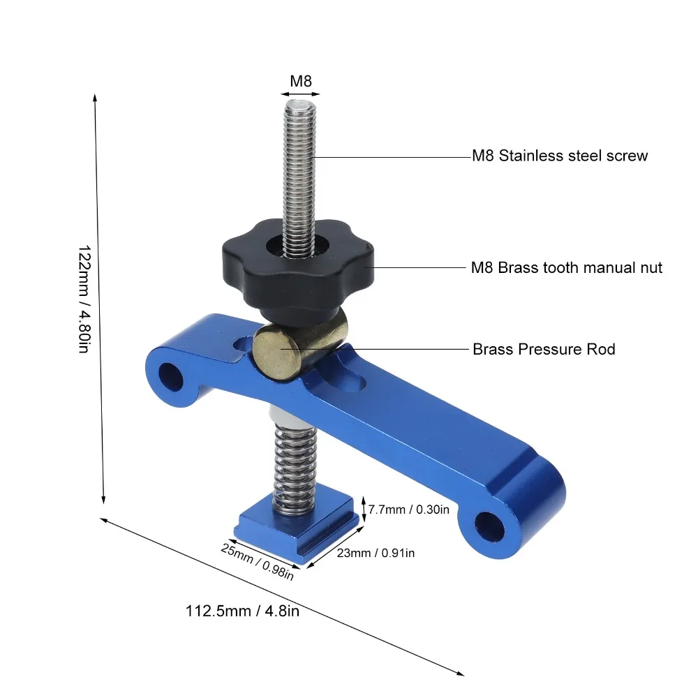 Aluminum Alloy T Track Clamps M8 Toggle Clamp Spring Nut Blue CNC Router Clamps 30mm 40mm Aluminum Extrusion view 6