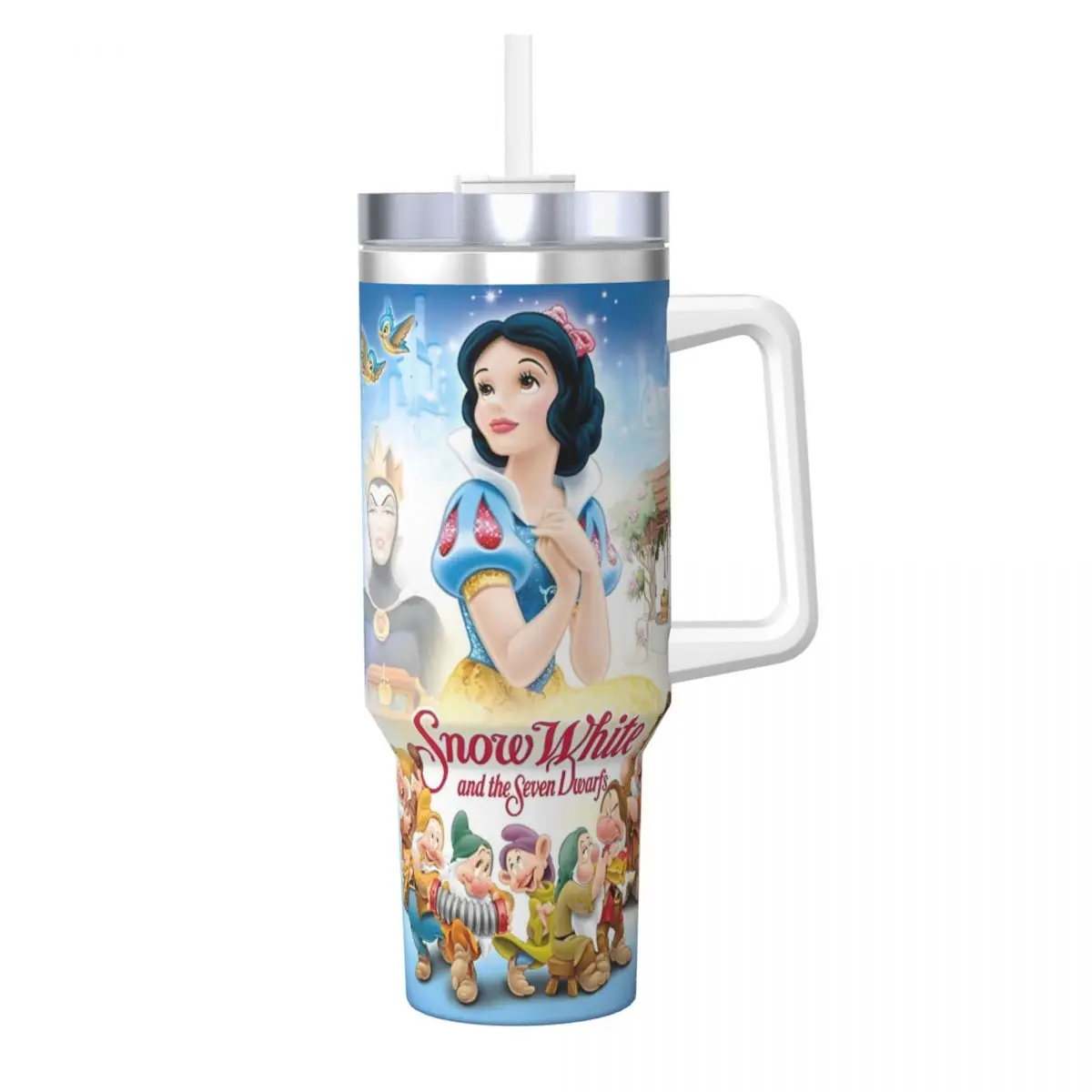 Snow White Tumbler and the Seven Dwarfs Cold and Hot Water Bottle Leakproof Stainless Steel Coffee Mug Custom Travel Car Mugs