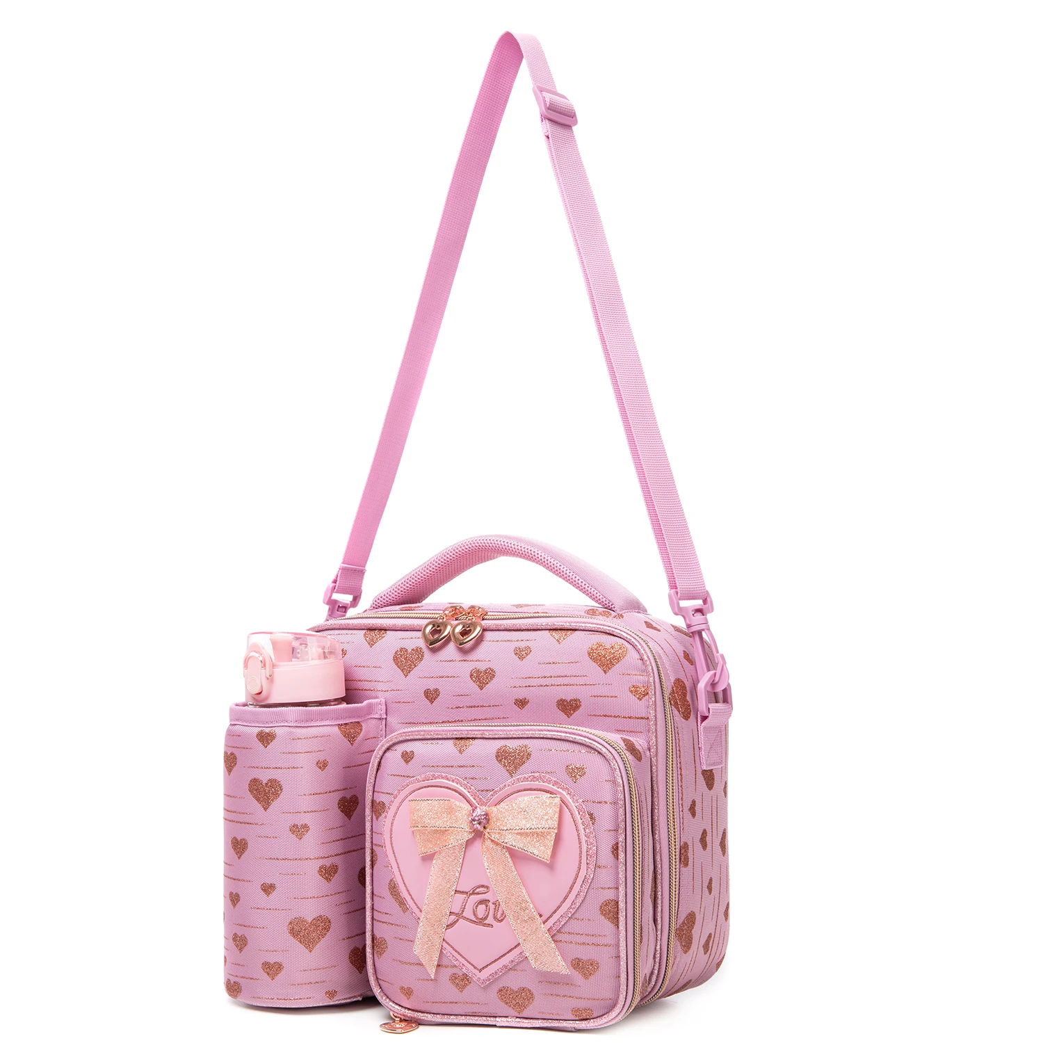 New Arrival Colorful Printing Thermal Insulation Cooler Bag Kids Lunch Bag With Bottle Holder view 4