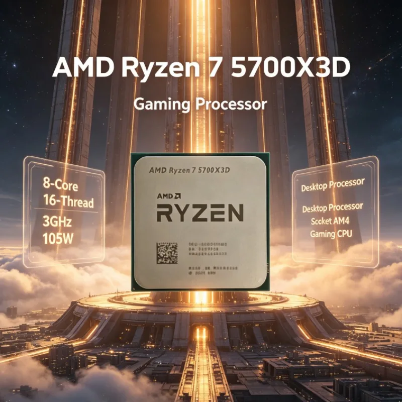 AMD Ryzen 7 R7 5700X3D AM4 Desktop CPU 8-Core 16-Thread 3.0GHz Up to 4.1GHz 105W DDR4 Processor
