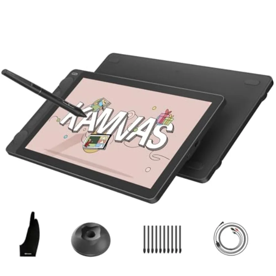 Digital art tablet for creators: full-laminated anti-sparkle canvas glass black 99 sRGB color accuracy PenTech 4.0 with 16384 p