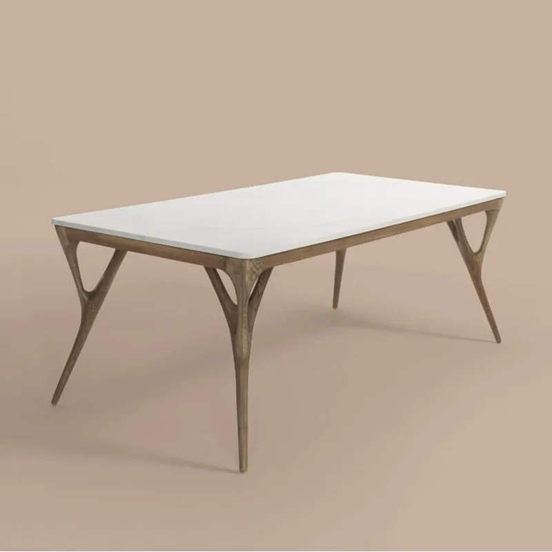 Minimalist white slate dining table Modern creative villa rectangular tea table