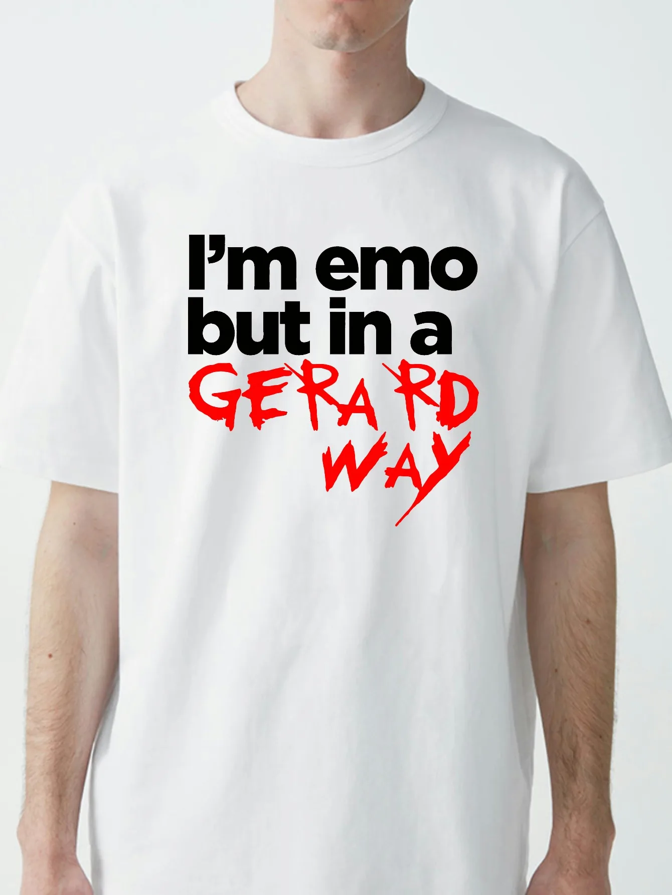Funny I'm Emo Gerard Way My Chemical Romance Present T-Shirt Summer Breathable Short Sleeve Casual