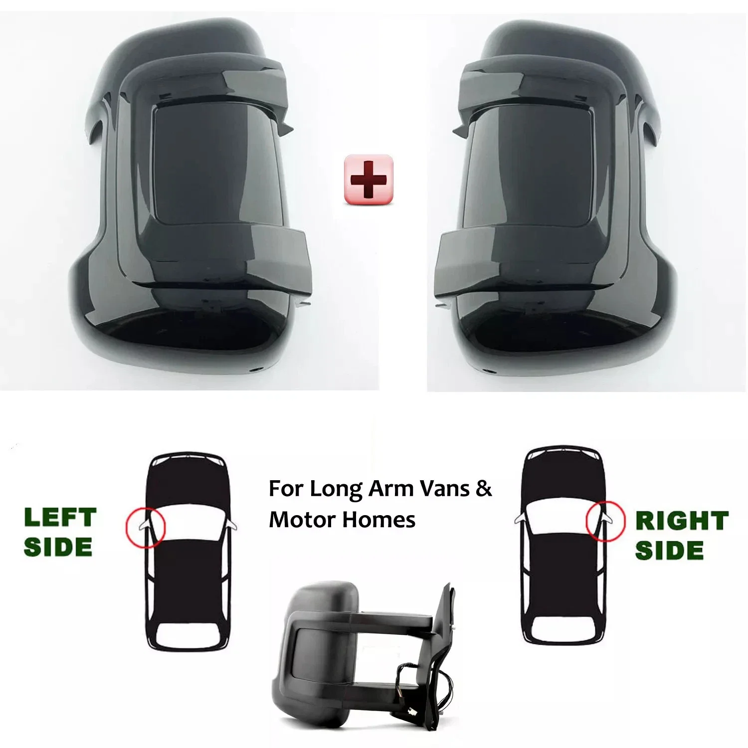 Protetores de Espelho para Motorhome, Capas de Espelho Retrovisor para Fiat Ducato, Peugeot Boxer Relay, Par de Capas de Braço Longo