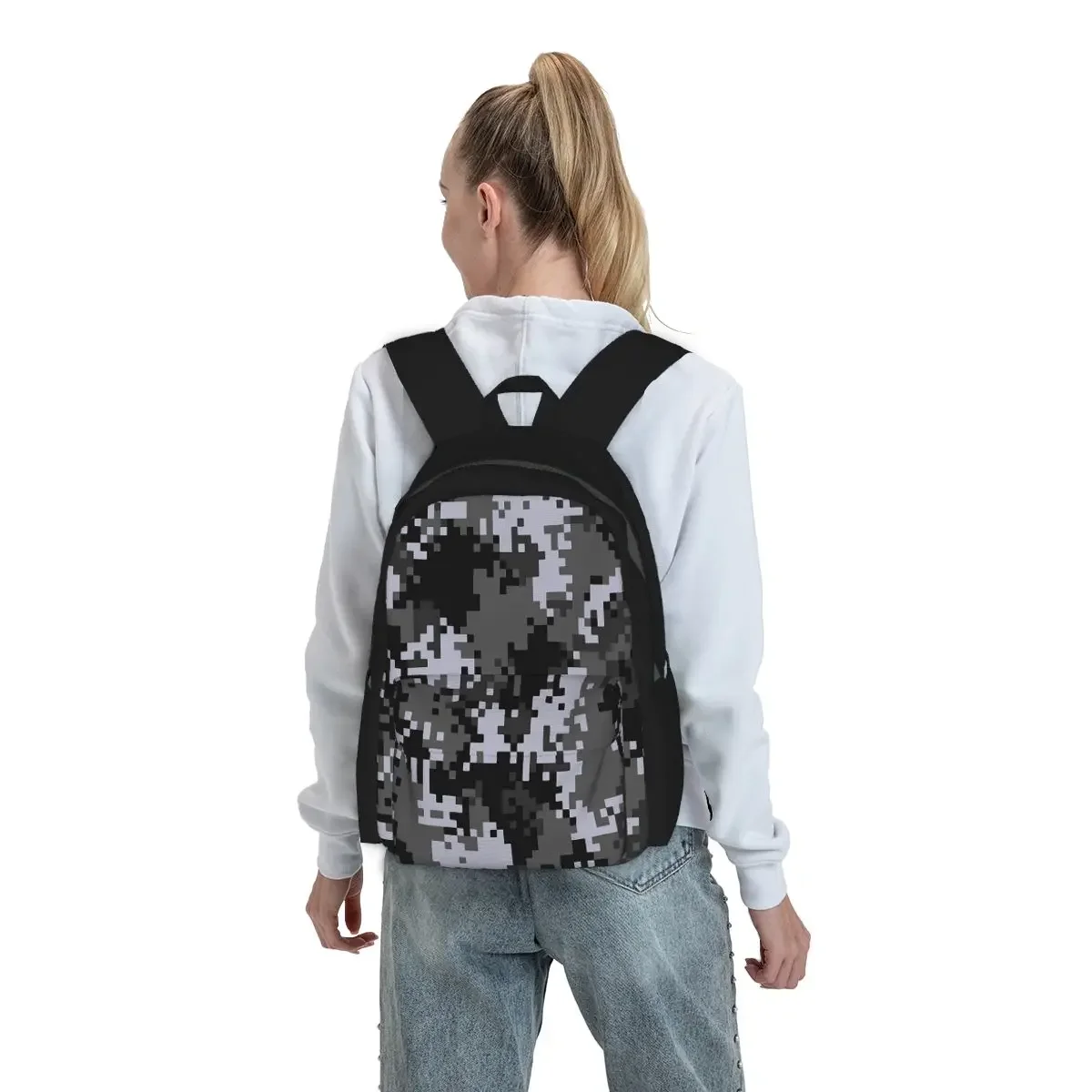 

Pixel Mosaic Camouflage Backpack Student BookBag Kids School Bag Laptop Shoulder Bags for Men Women