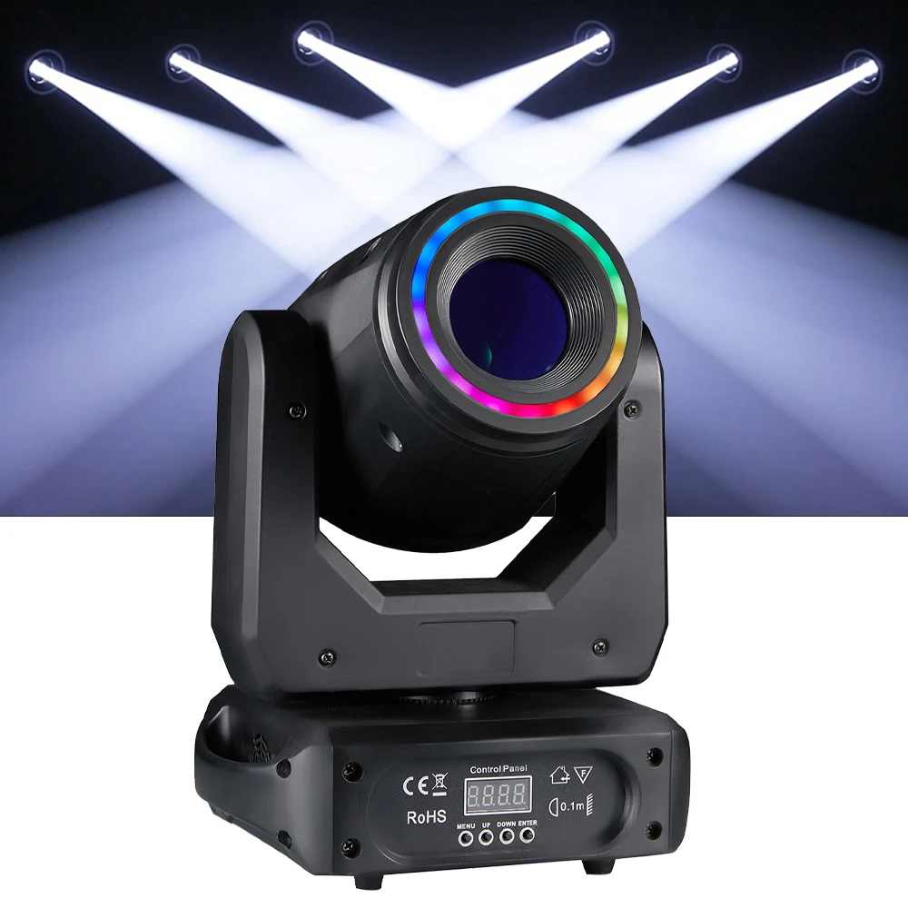 

LED Beam Spot 120W Moving Head Light with 18 LEDS RGB LED Strip DMX 512 Stage Moving Head Light for Party Dj Disco Wedding Show