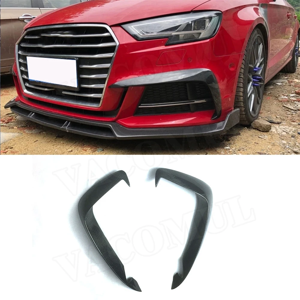 

VACOMUL Carbon Fiber Front Bumper Fog Lamp Fins Vent Trims Decoration for Audi A5 Sline S5 2017-2019 Fog Light Eyebrow