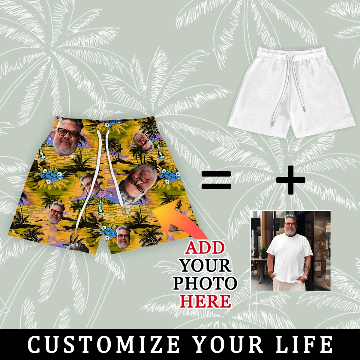 Customized Face Swim Trunks Beach Shorts Personalized Face Seaside Beach Sports Shorts Men Custom Design Pants Summer Surfing