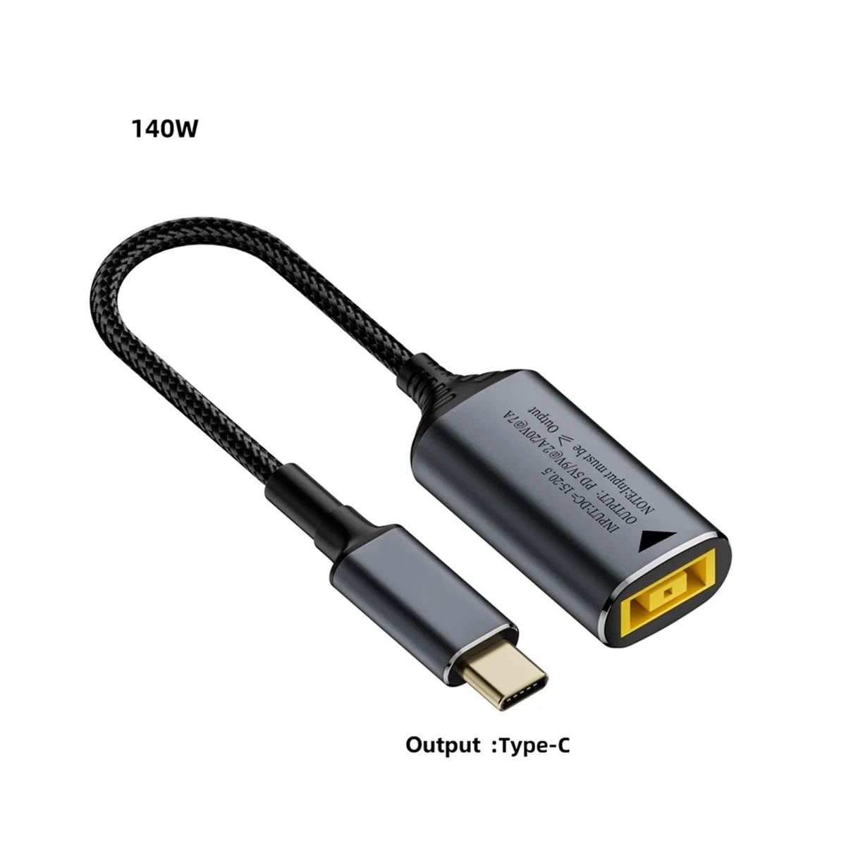 Cargador de ordenador portátil con enchufe cuadrado de 140W CC a 5V 9V 20V USB C PD convertidor adaptador de corriente Cable de carga rápida para Lenovo