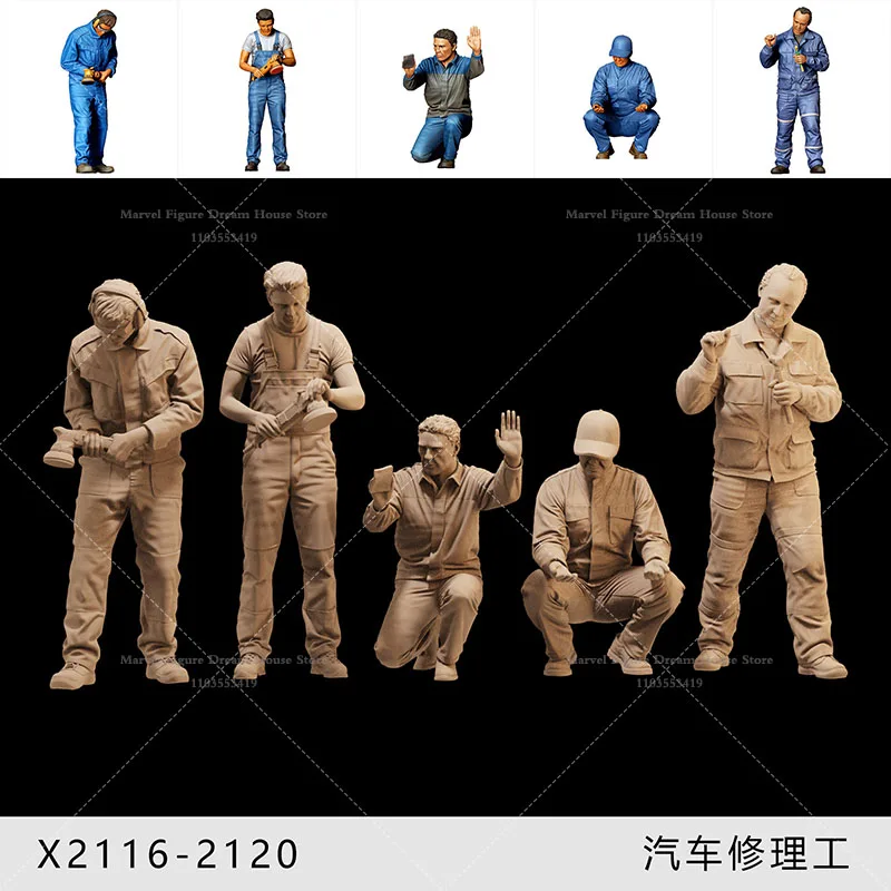 

1/64 1/43 1/35 Scale Miniature Scene Dolls Un-panited White Figure Mini Male Model Automobile Mechanic Sanding And Polishing