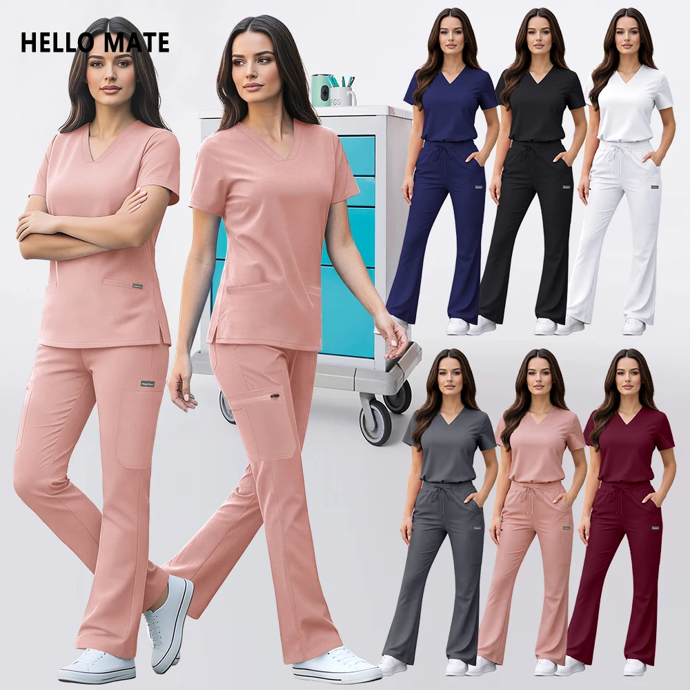 Medical Apparel Scrubs Set Uniform High-quality Anesthesiologist Work Clothes Women Summer Tops Pants Hospital Surgical Uniforms