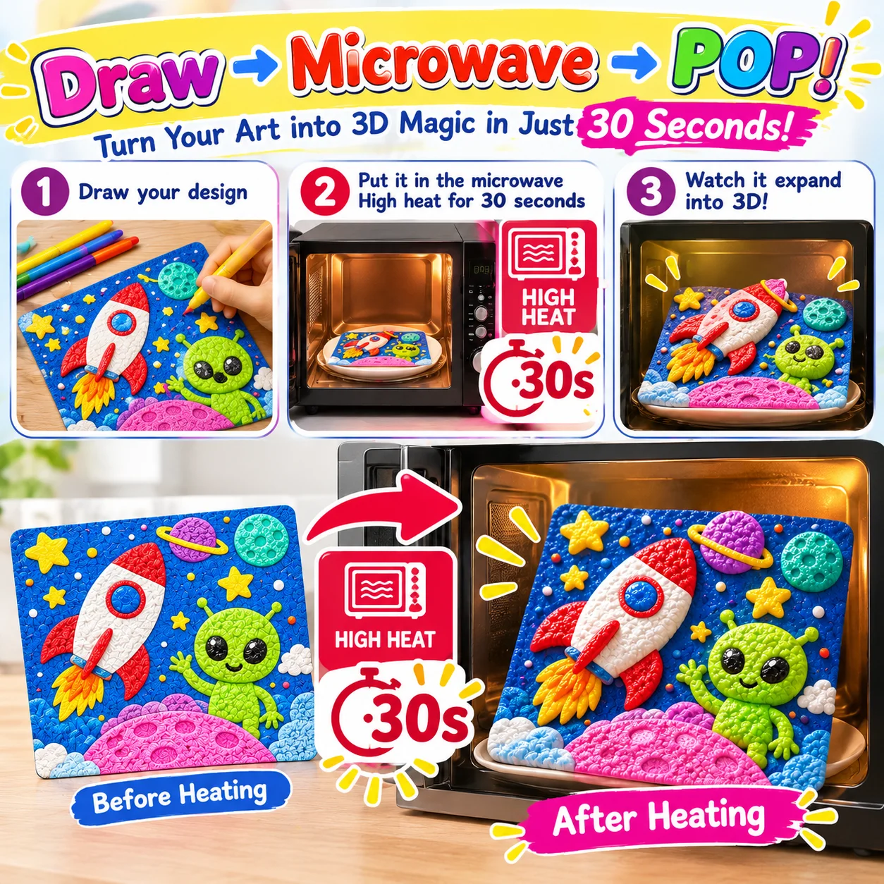 Puffy Popcorn Pen Set 6/12 Colors 3D Art Marker Smooth Easy Coloring Drawing Pen for Journal Notebook Greeting Card DIY Craft