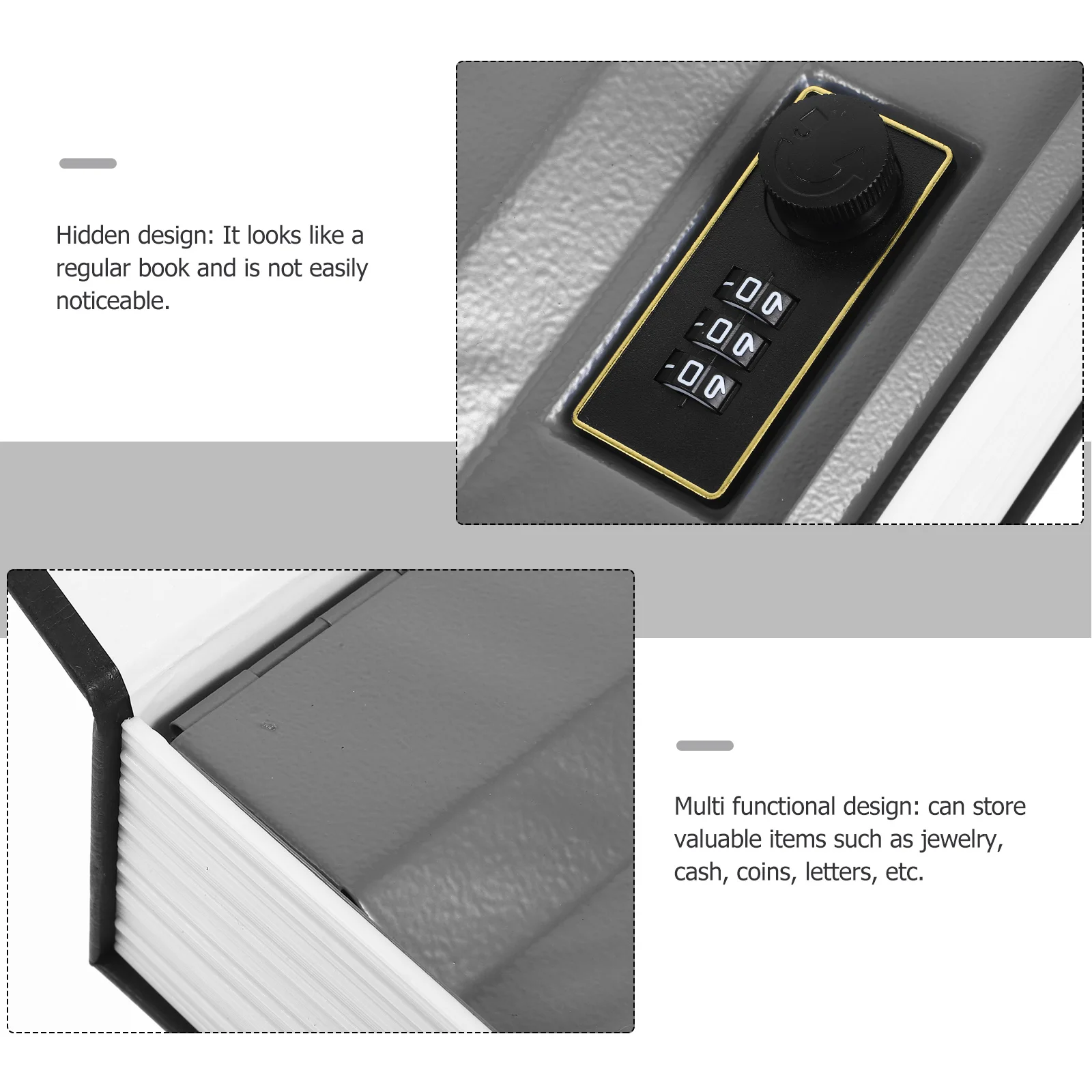 Book Safe Storage Box Black Hidden Security Container For Jewelry Cash Coins Home Office Travel Keepsake Organizer Decorative