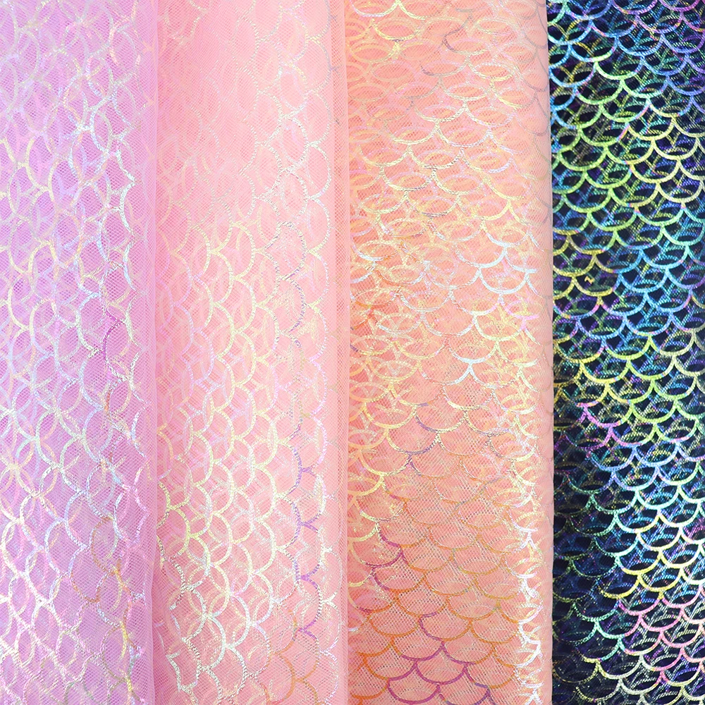 1meter Mermaid Scale Tulle Fabric Mesh Cloth for DIY Baby Fairy Princess Dress Cosplay Party Costumes Materials