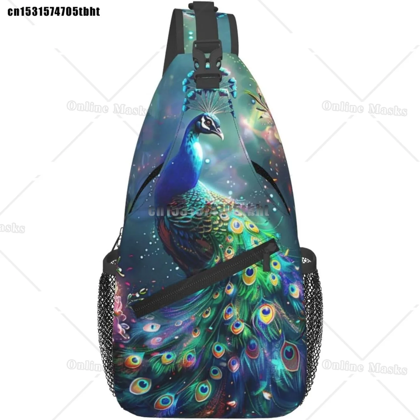 Peacock Sling Bag Backpack Crossbody Beautiful Peacock Shoulder Bag Sling Backpack Chest Bag Travel Hiking Casual Sport Daypack