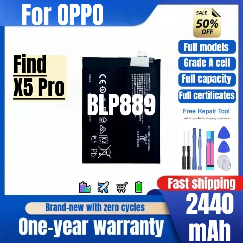 

BLP889 for OPPO Find X5 Pro Mobile Phone Battery 0 Cycle High Quality High Capacity Replacement Bateria Grade A Cell with Tools