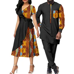 SEA&ALP African Couple Clothes for Wedding Dashiki African Women Dresses Matching Men Outfits Pant Sets