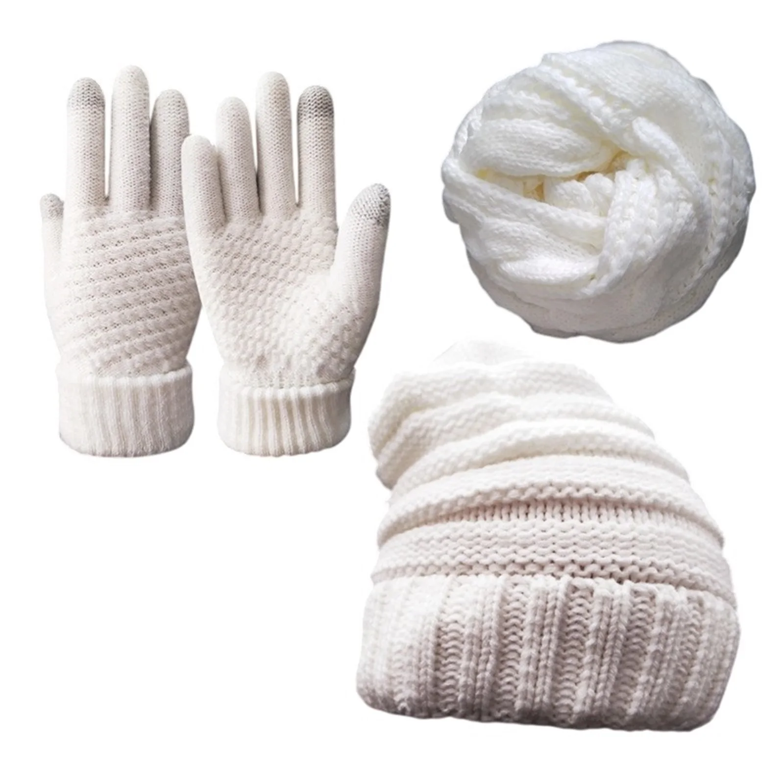 شعبية محبوك قبعة وشاح وقفازات ثلاث قطع مجموعة هدية تقليد الكشمير وشاح من الصوف وقبعة مجموعة دافئة مناسبة لتقديم الهدايا #4