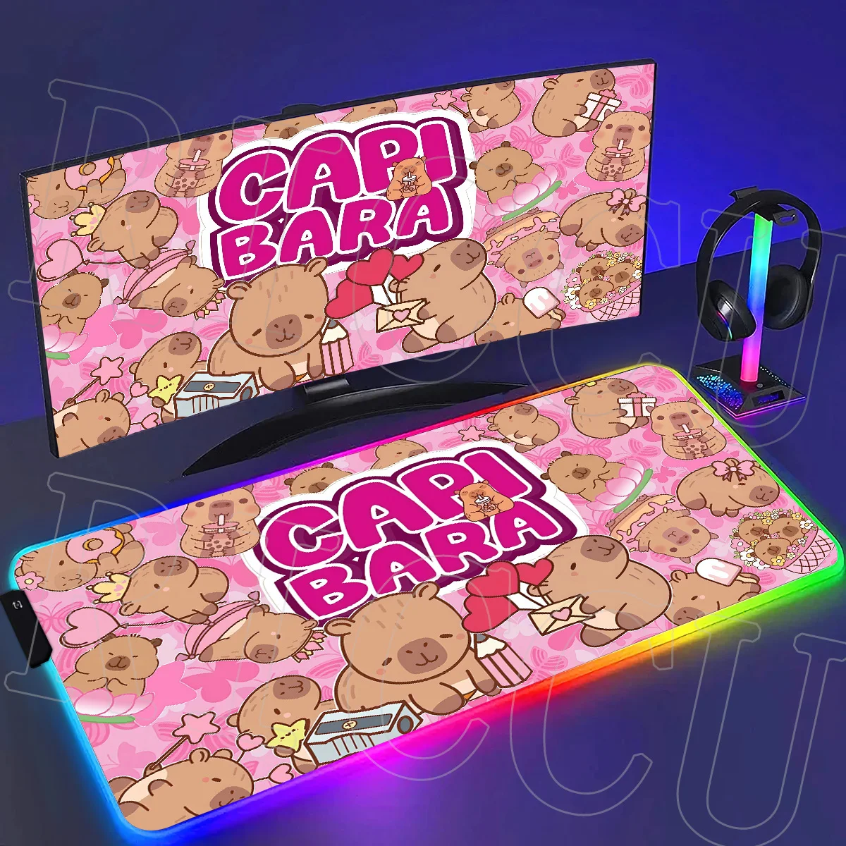 

RGB XXL Cute Capybara Cartoon HD Printing Mouse Pad Rubber Gamer Computer PC Accessories Desk mat Laptop Office protective pads