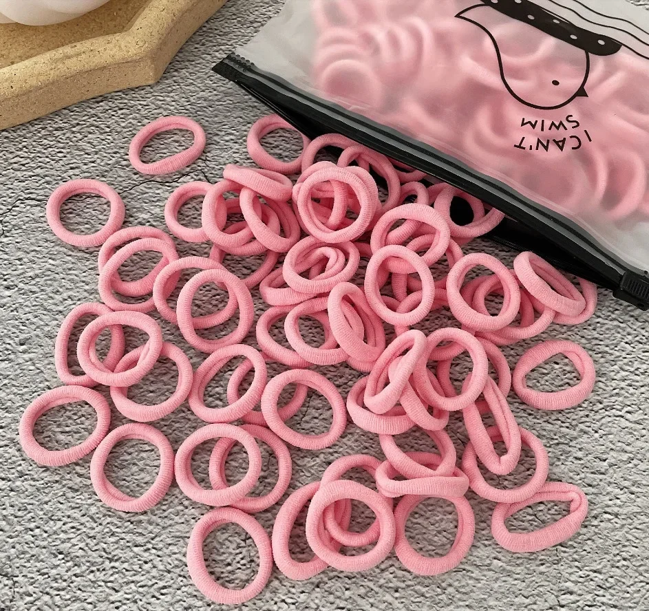 50/100 Stück Haarbänder für Kinder, buntes Nylon, Scrunchie, Haargummis, Gummiband, Kinder, elastisches Haar, Meilen-Zubehör