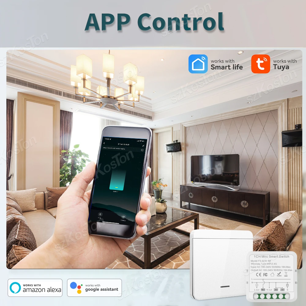 Tuya WiFi Smart Switch For Home Lighting RF 433MHz Wireless Light Switch Smart Life APP Voice Control Work With Alexa Google