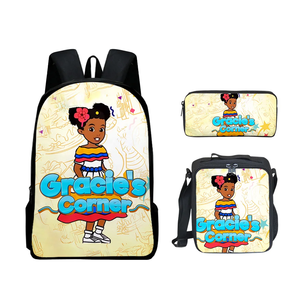 Trendy Popular Novelty New Gracies Corner 3D Print 3pcs/Set Student School Bags Laptop Daypack Backpack Lunch bag Pencil Case