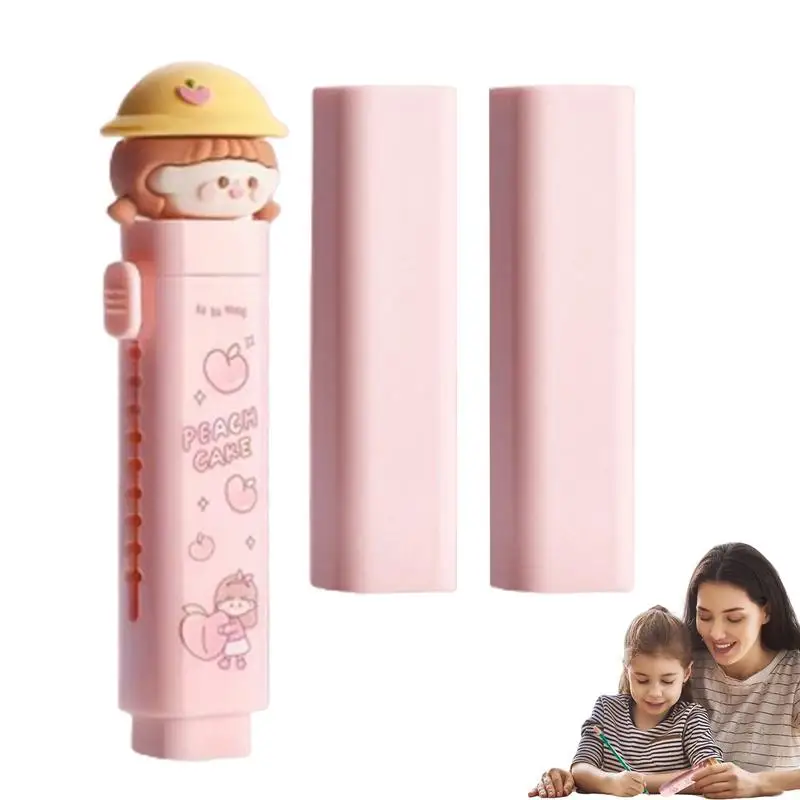 Push Pull Eraser Cute Cartoon Slide Erasers For Kids Expandable Cartoon Cute Design For School Creative Retractable Pencil