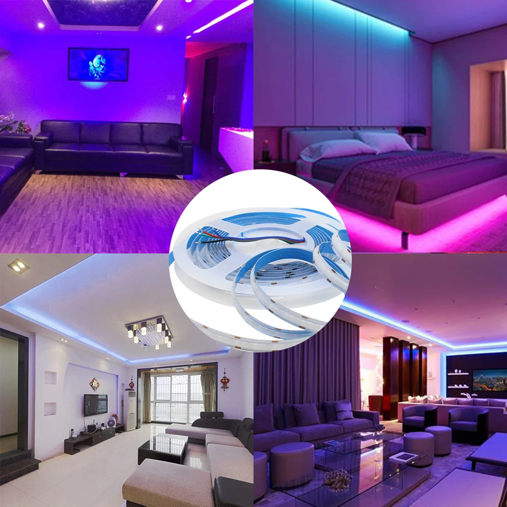 Imagem -05 - Faixa de Led Rgb Cob 12v Alta Densidade 756 Leds Fita Flexível Luzes 1m 2m 3m 4m 5m Lâmpada Linear Cortável Decoração para Quarto