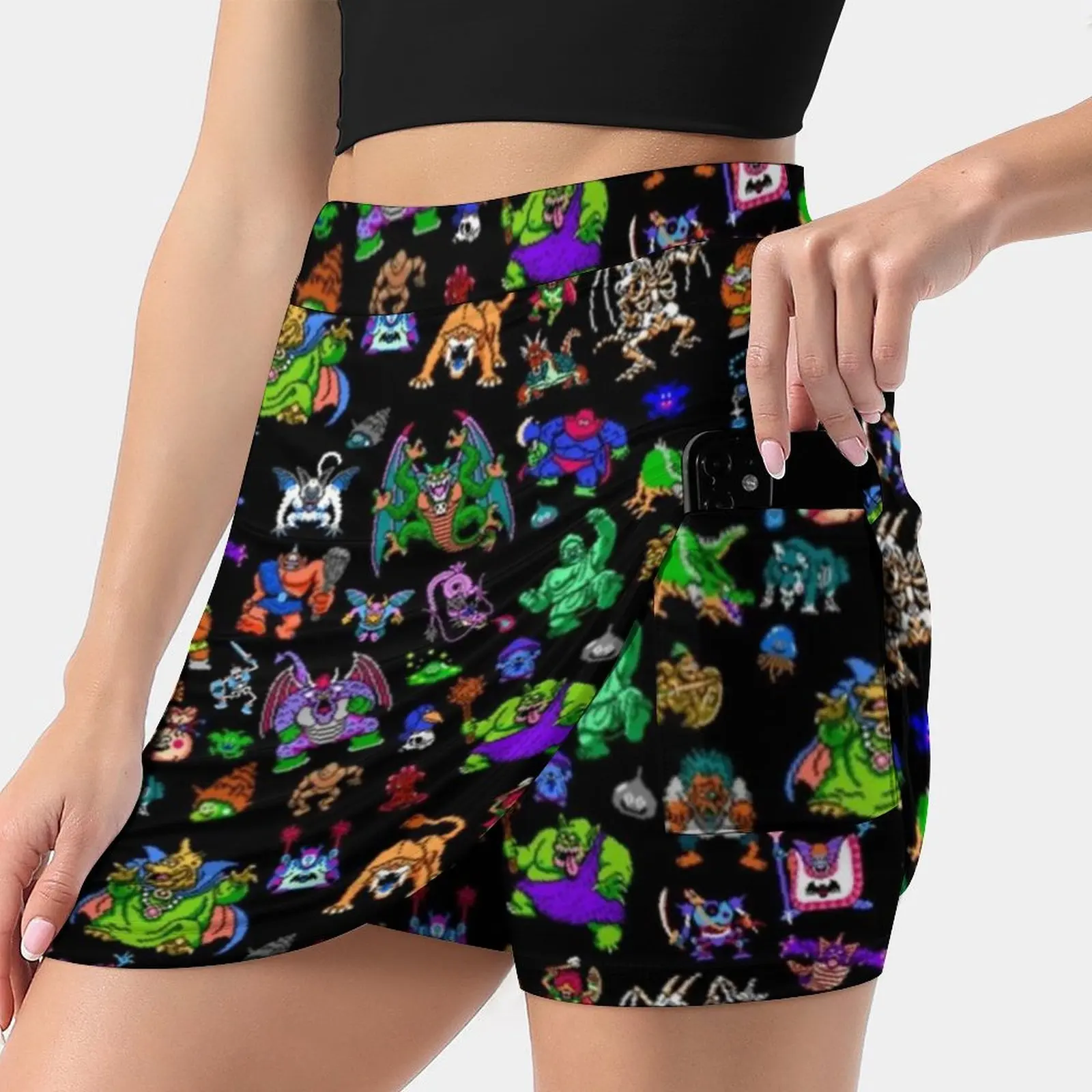 Dq Monsters Skirts Woman Fashion 2022 Pant Skirt Mini Skirts Office Short Skirt Dragon Quest Dragon Quest Hero Nes Retro Pixel