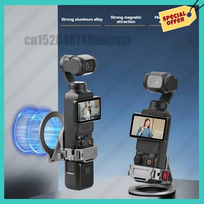 -ABJZ Soporte de teleprompter para DJI Osmo Pocket 3 Marco adaptador magnético con soporte de expansión de cámara de cuerda de mano