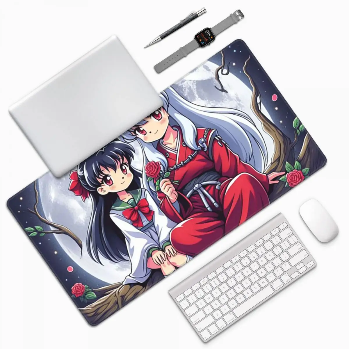 

Большой коврик для мыши с изображением персонажей манги Инуяша и Сессёмару, для компьютера, клавиатуры, игровой коврик для ПК, ноутбука, офисный аксессуар, настольный коврик