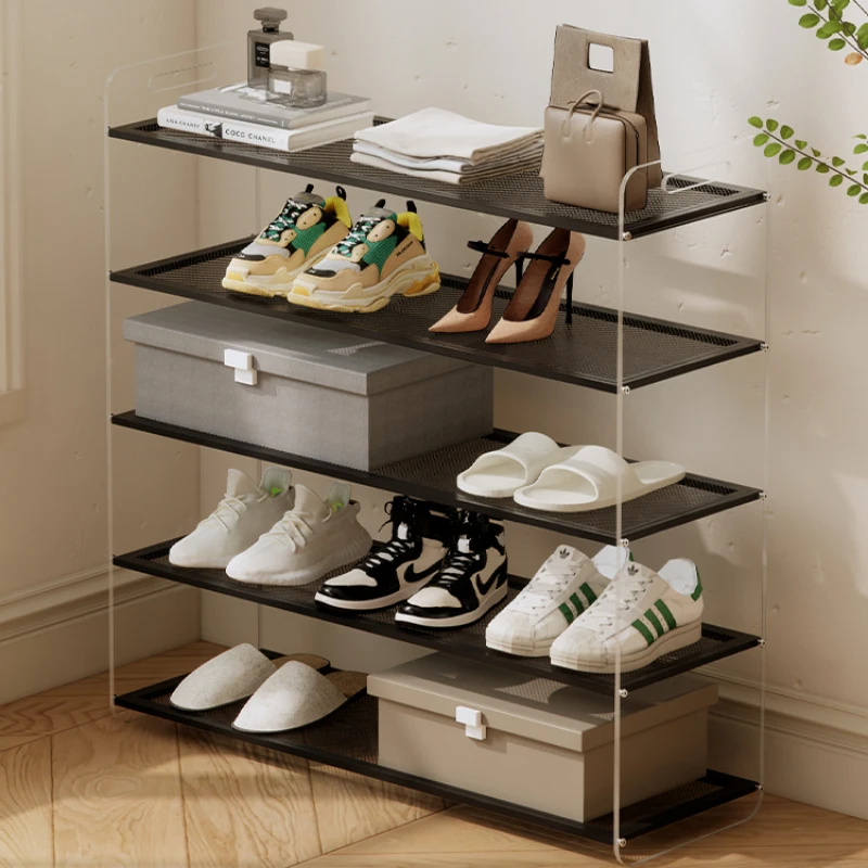 Rack Transparent Shoe Cabinet Acrylic Entrance Iron Black Shoe Cabinet Household Layered Organizador De Zapatos Furniture