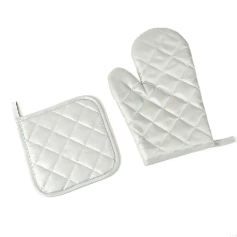 F19B Heat Resistant Oven Mitts And Pot Holder Nonslip Grip Gloves For BBQ Baking Cooking Microwave Safe Trivet Mats