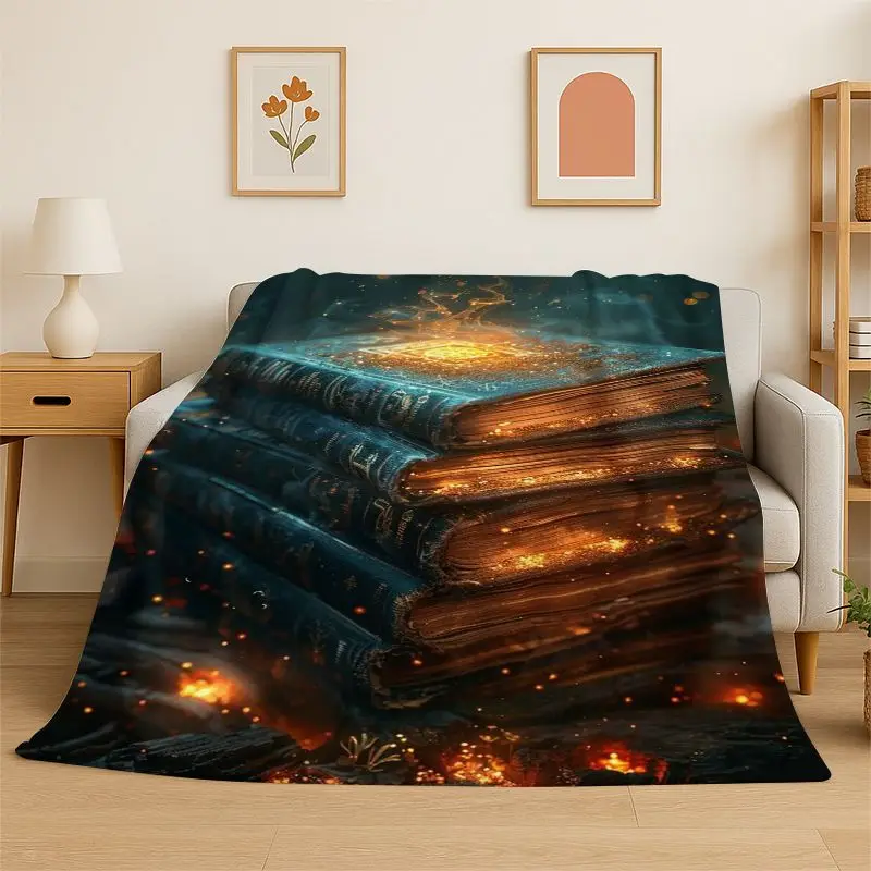 Magic Book Library Bookshelf Flannel Blanket Soft Throw Blanket for Bedroom Living Room Bed Travel Camping Picnic Nap Cover Gift