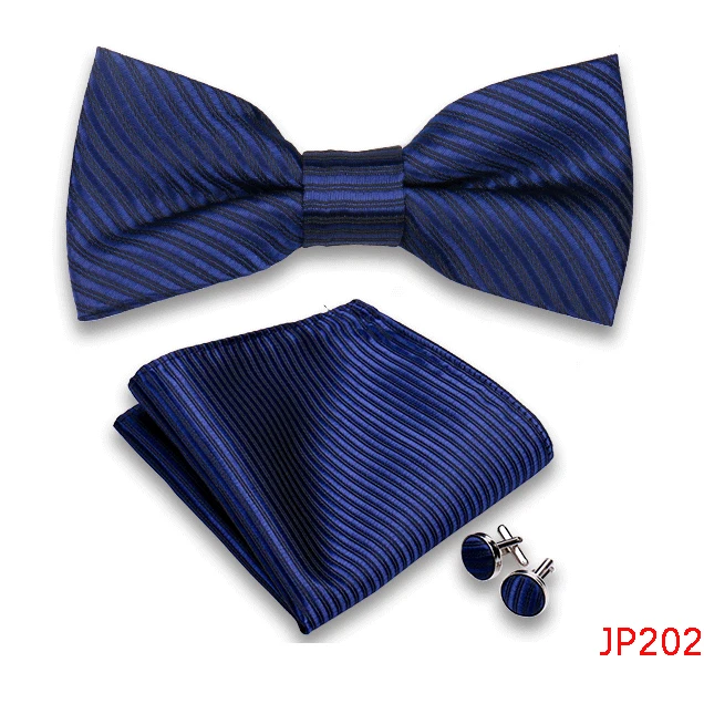 Klassische Herren Fliege Taschentuch Manschettenknöpfe Set Jacquard Fliege für Mann Hochzeit Business Schmetterling Knoten Geschenk Mann Zubehör – Detail 5