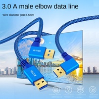 USB Extension Cable 90 Degree Left Right Angled Nylon Braided USB 3.0 Male to Male A Type Male Data Cable 0.5m 1m 2m 3m