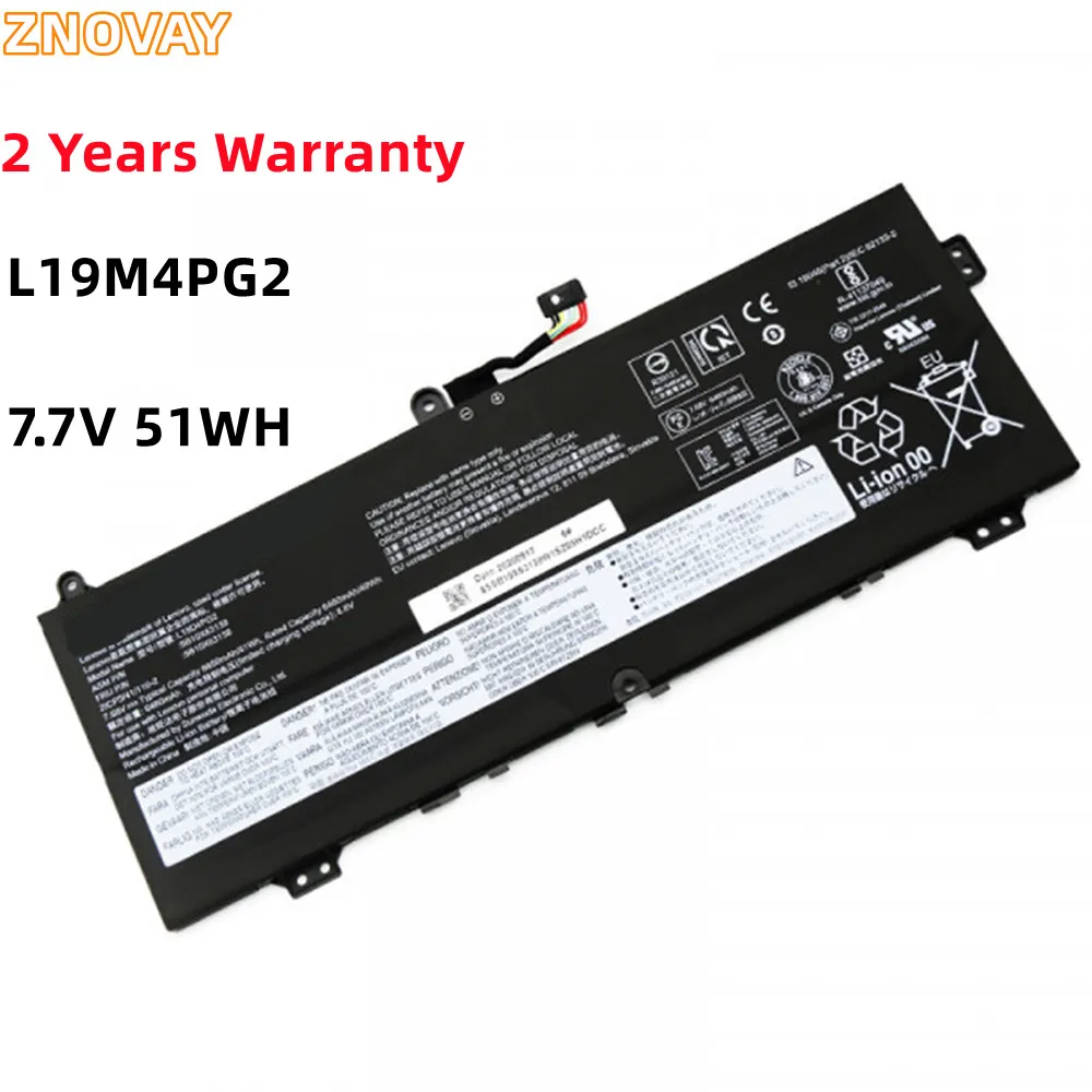 

ZNOVAY L19D4PG2 6650mAh Battery For Lenovo ThinkPad C13 YOGA GEN 1 Chromebook IdeaPad FLEX 5 L19M4PG2 L19L4PG2 7.68V 51WH