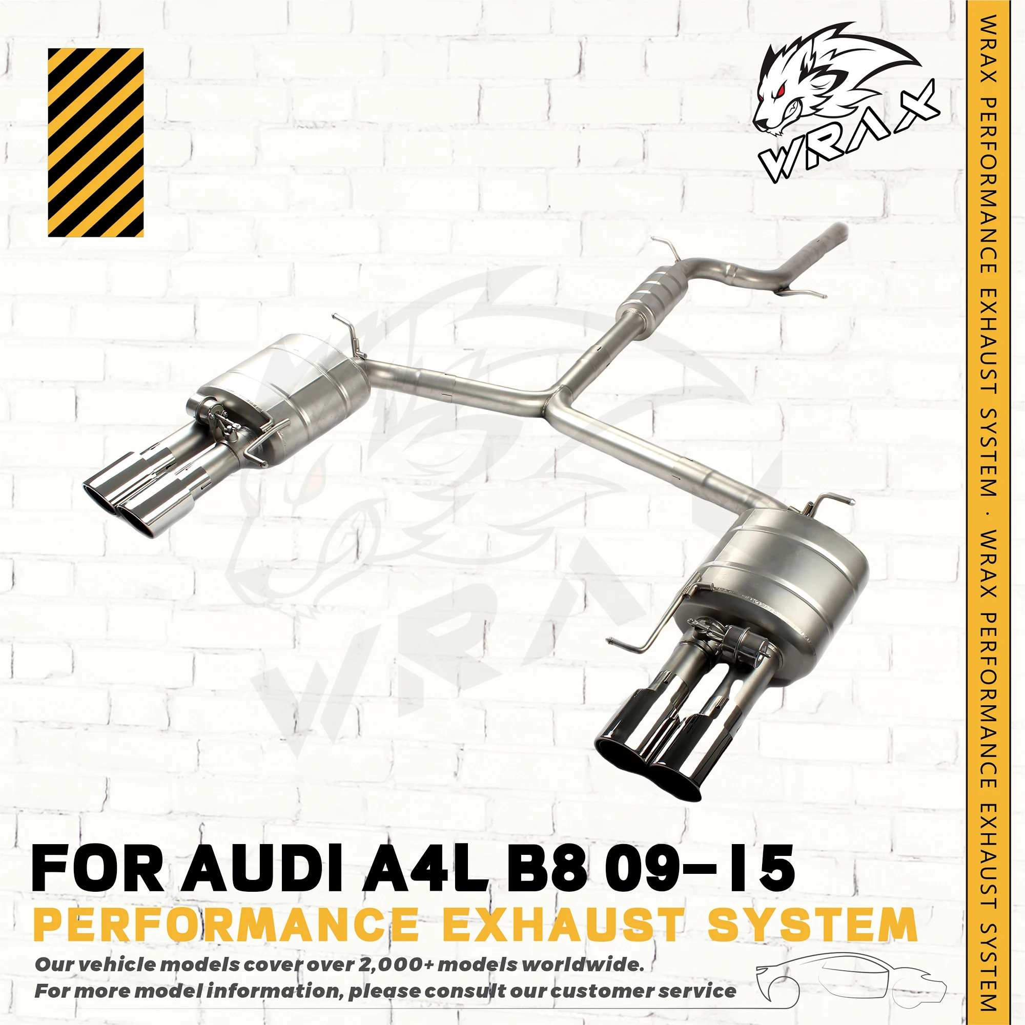 

WRAX SS304 (for AUDI A4L/A4 B8 with Valve Control Exhaust System) Auto Accessories Direct Fit Replacement Catback Exhaust Pipe