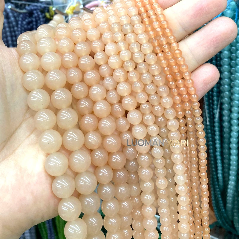 4-12mm Naturstein-Chalzedon, Südlicher Roter Achat, Runde Zwischenperlen für Schmuckherstellung, DIY-Armbänder, Anhänger, Zubehör – Detail 5
